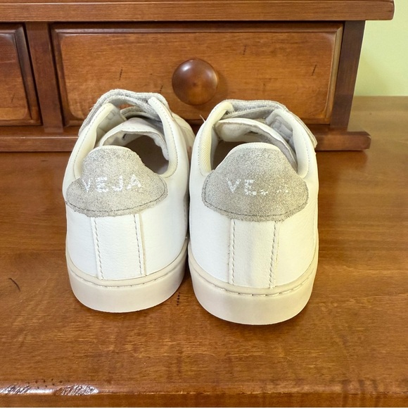 Veja Esplar girl’s 2 White Pink Sneakers hook & loop shoes metallic leather - Picture 4 of 12